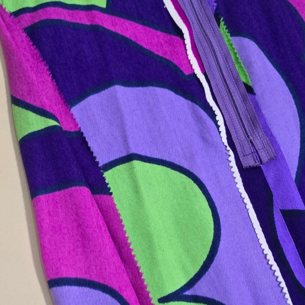 VTG BARKCLOTH Otahexte Lahaina Maxi Dress Purple Green Psychedelic Floral 60/70s - Picture 5 of 10